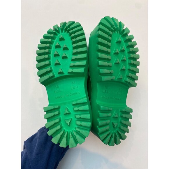 Lili & Oumer Platform Lug Sole Clog Mules Green Slip On Shoes Women's Size 10 - Picture 10 of 11